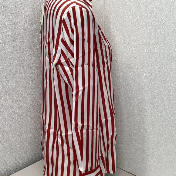Lilysilk Women’s Silk Button‑Down Top Red/White Stripes Size M - Picture 9 of 9